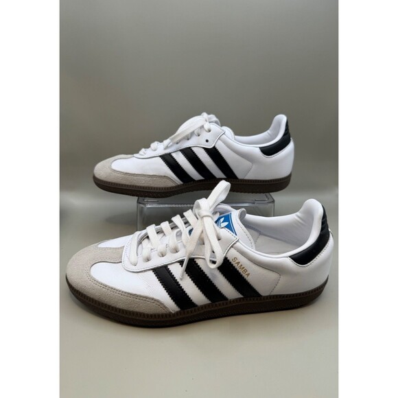 adidas Samba OG Womens Low White Gray Gum Soles Leather Suede Size 8.5M EUC - Picture 3 of 7